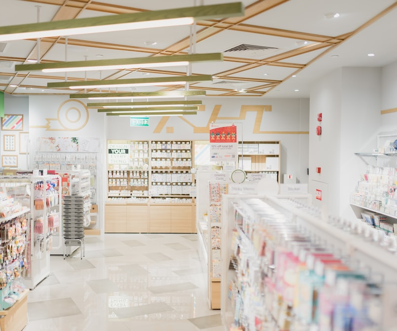 A large pharmacy with different types of over the counter medicine.